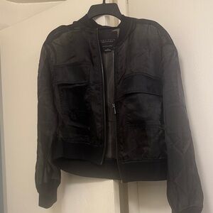 Sanctuary Black Sheer Utility Bomber Jacket